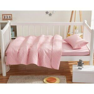 Toddler/ Crib Comforter-  3PC - Fitted Sheet, and Pillow Sham Pink